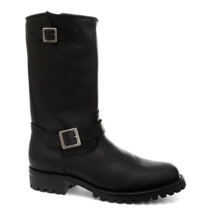 Stivali militari alti da uomo in vera pelle, neri, stile Ginders Wild One, stile punk rock gotico - Knighthood Store