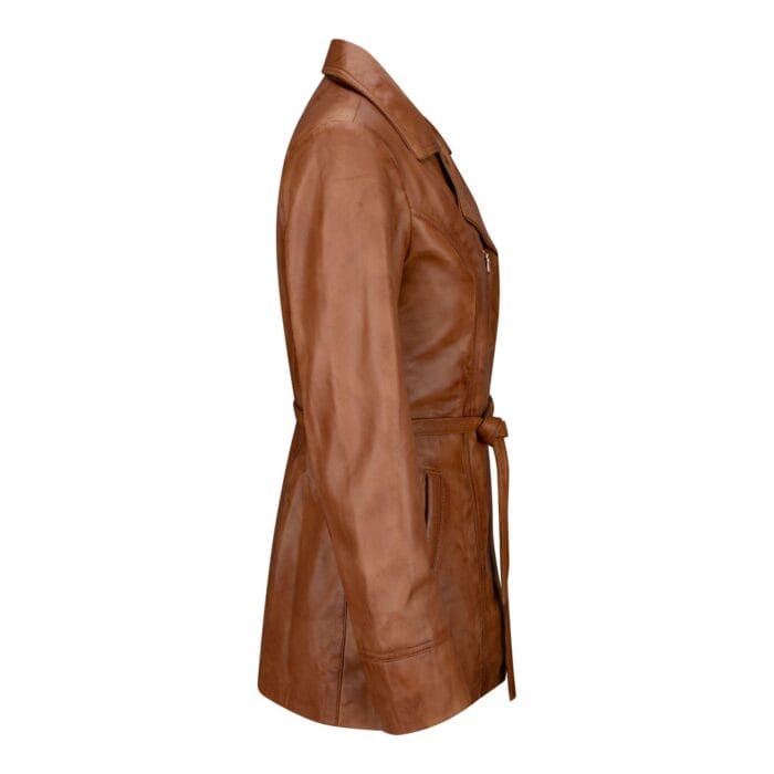Ladies Women Real Soft Italian Black Leather Mid Length Jacket - Knighthood Store