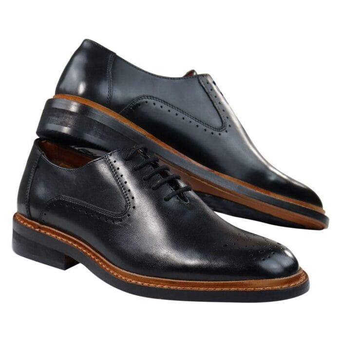 Zapatos Oxford Brogue para hombre, color tostado, marrón y negro, con cordones, de piel Goodyear Welted - Knighthood Store