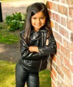 Girls Kids Real leather Biker Style Jacket Cross Zip Black Pink Age - Knighthood Store