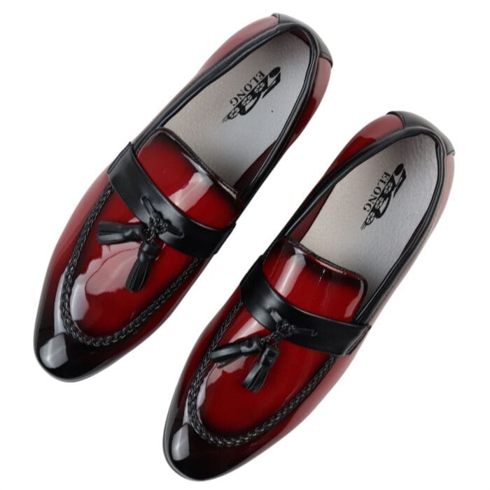 Mocassini da uomo in pelle verniciata, foderati, con nappe, scarpe eleganti - Knighthood Store