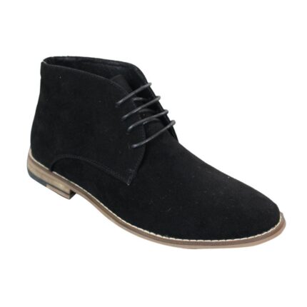 Mens Suede Ankle Boots Chelsea Laced Real Leather Lined Italian Design Smart Casual - Knighthood Store