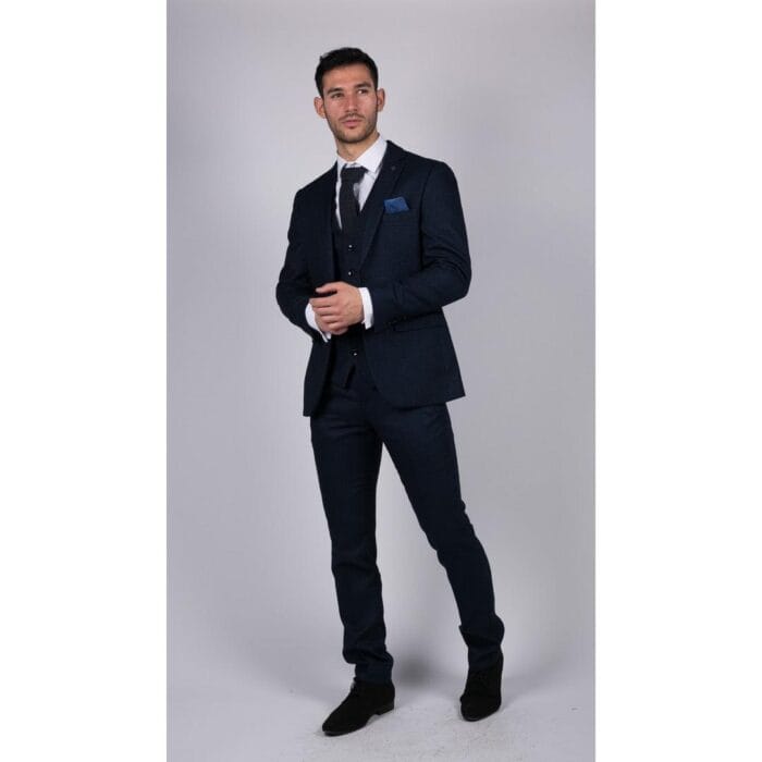 Traje azul marino de 3 piezas para hombre, estilo ojo de pájaro, para boda, graduación, formal, elegante, clásico - Knighthood Store