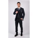 Mens Navy Check 3 Piece Suit Wool Tweed Classic 1920s Vintage Tailored Fit Wedding - Knighthood Store