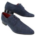 Zapatos de ante azul con punta y cordones para hombre, diseño italiano, estilo informal elegante - Knighthood Store