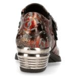 Chaussures New Rock 7960-S5 en cuir noir vintage à fleurs rouges et motif cachemire style western - Knighthood Store