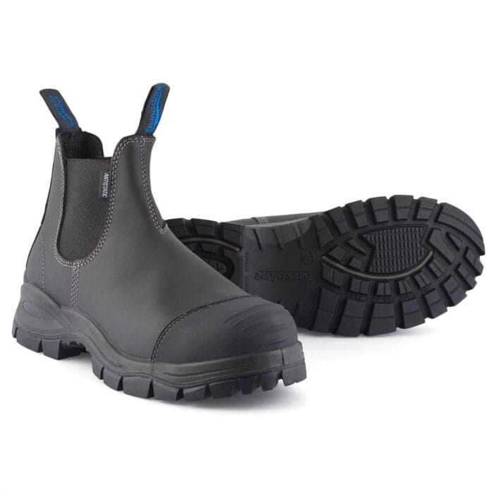 Botas Chelsea Blundstone 910 de cuero negro con punta de acero y botines de seguridad resistentes - Knighthood Store