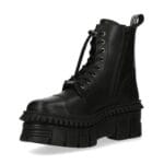 New Rock Boots Punk WALL083CCT-S6 Metallic Schwarze Leder Plateau Stiefeletten - Knighthood Store