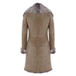 Taupe 3/4 Length Ladies Suede Real Toscana Sheepskin Coat Tailored Fit - Knighthood Store