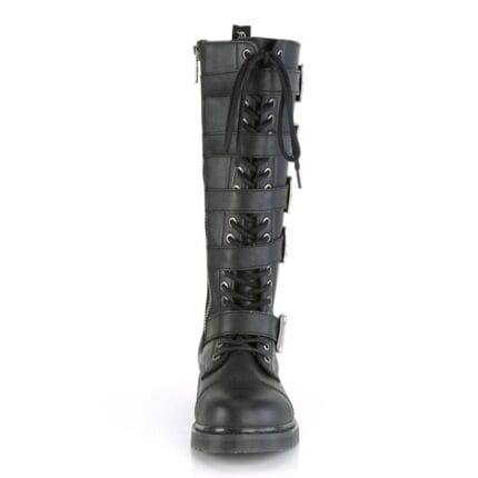 DEMONIA Herren-Rock-Kniehohe Stiefel Gothic EMO Schwarz Combat Schnürung Schnallenriemen - Knighthood Store