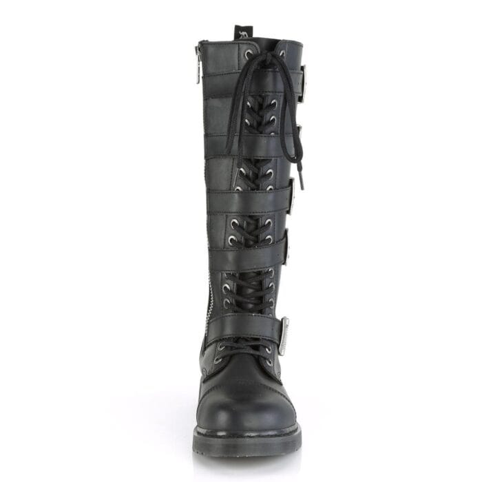 Botas altas hasta la rodilla DEMONIA Rock para hombre, estilo gótico EMO, color negro, con cordones y hebillas - Knighthood Store