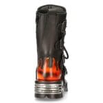 Bottes motardes gothiques New Rock 107-S1 en cuir noir avec tête de mort et diable - Knighthood Store