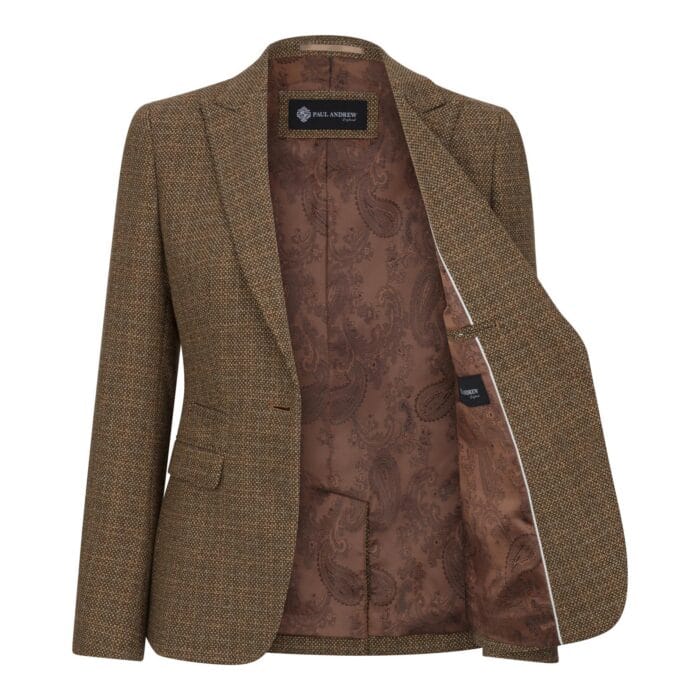 Damen Blazer Braun Tweed Tailored Fit Formelle Jacke - Knighthood Store