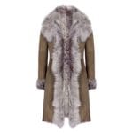 Taupe 3/4 Length Ladies Suede Real Toscana Sheepskin Coat Tailored Fit - Knighthood Store