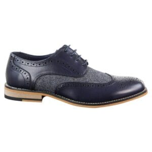 Zapatos casuales elegantes de tweed de cuero con diseño de espiga para hombre, estilo anteojeras, estilo vintage clásico - Knighthood Store
