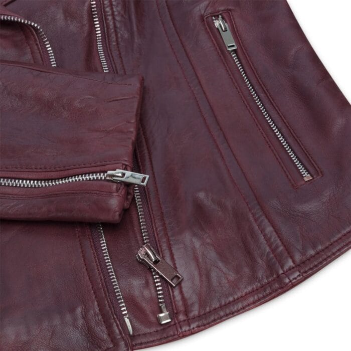 Damen Echtleder Bikerjacke Cross Zip Soft Slim Fit Brando Hellbraun Braun Schwarz Rot Gelb - Knighthood Store