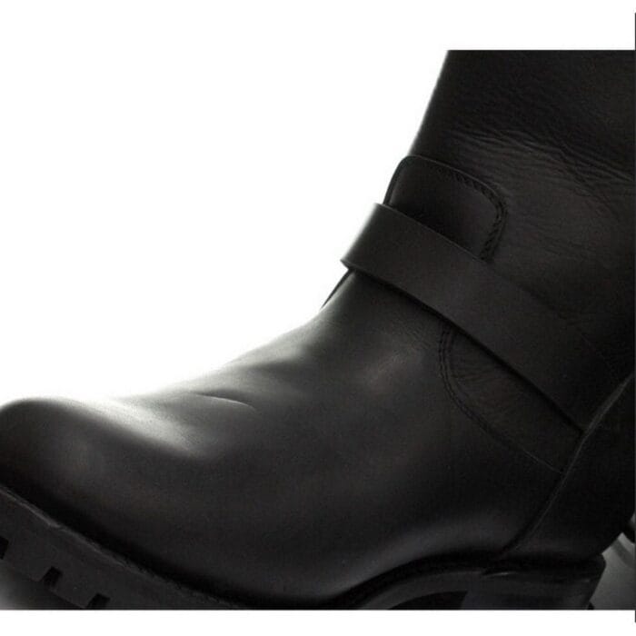 Stivali militari alti da uomo in vera pelle, neri, stile Ginders Wild One, stile punk rock gotico - Knighthood Store