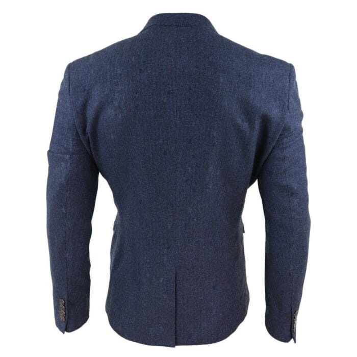 Giacca blazer in tweed a spina di pesce di lana Peaky Blinders da uomo, blu e marrone, vintage - Knighthood Store