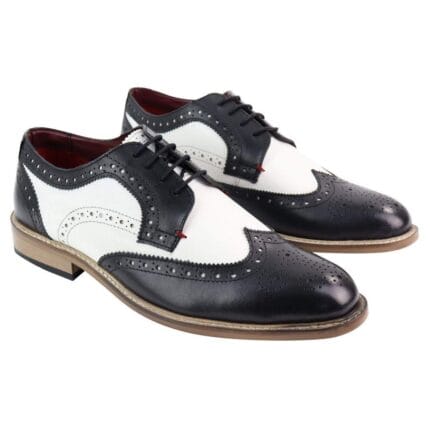 Mens Real Full Leather Gatsby Shoes Classic Leather 1920s Italian Smart Formal - Knighthood Store