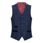 Traje de tweed azul marino de tres piezas para niño, estilo ojo de pájaro, elegante, formal, para boda, clásico, años 20 - Knighthood Store