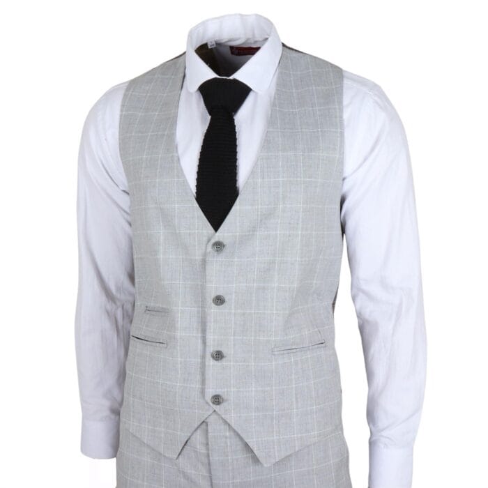 Abito da uomo grigio a quadri, su misura, 3 pezzi, abito formale - Knighthood Store