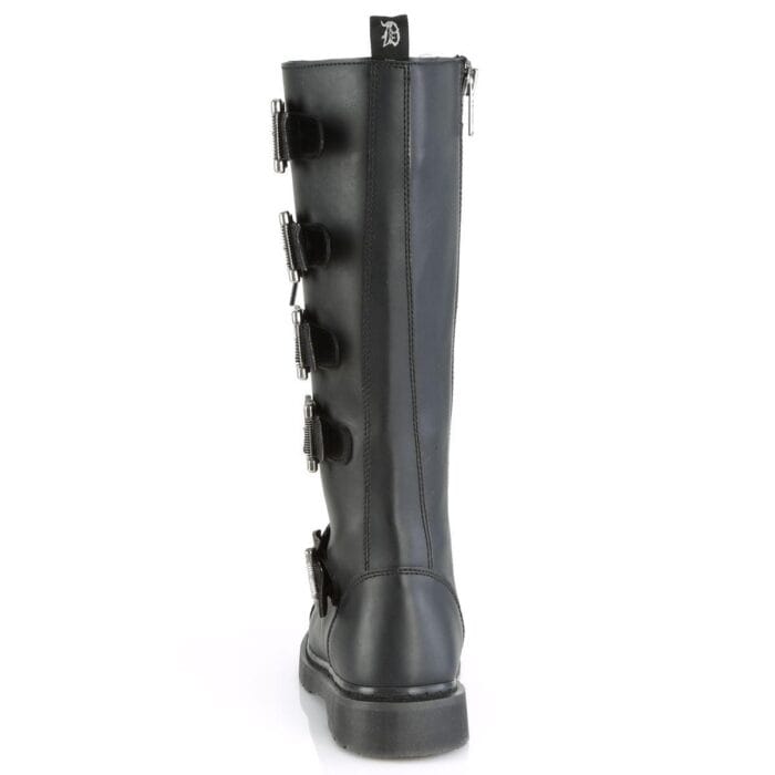 Botas altas hasta la rodilla DEMONIA Rock para hombre, estilo gótico EMO, color negro, con cordones y hebillas - Knighthood Store