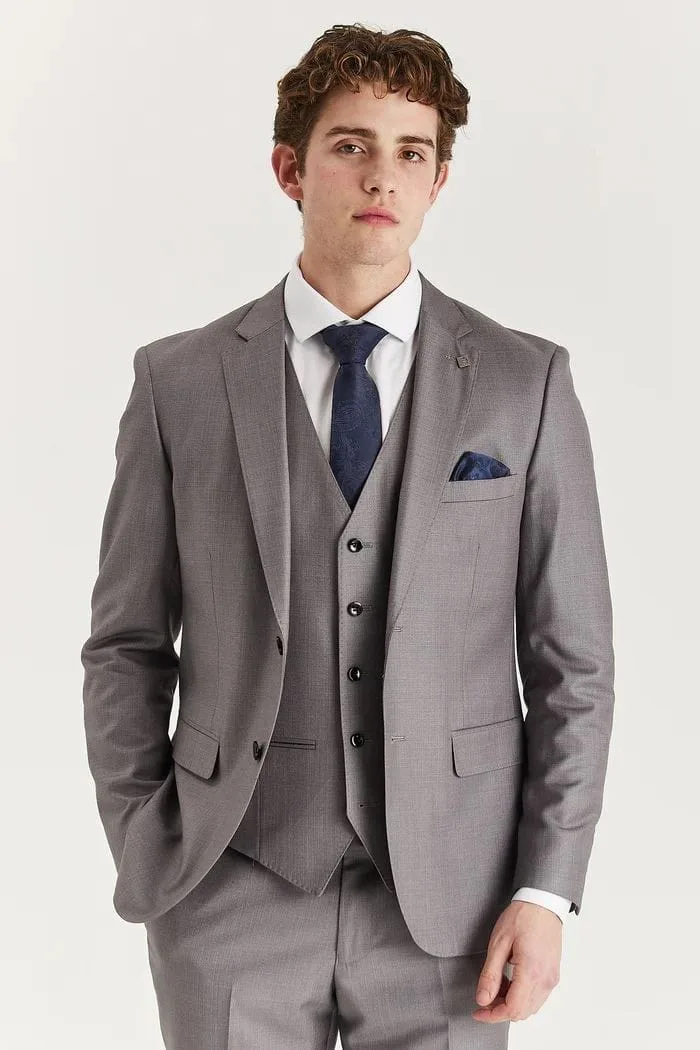 Edward - Men's Grey 3 Piece Stitch Lapel Classic Suit - Image 2