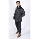 Mens Genuine Sheepskin Leather B3 Flying Aviator Jacket Black Grey Fur - Knighthood Store