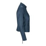 Chaqueta de motociclista azul marino de cuero auténtico para mujer - Knighthood Store