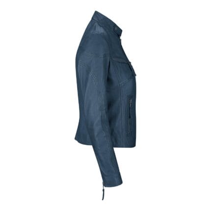 Damen Bikerjacke aus echtem Leder in Slim Fit, Marineblau - Knighthood Store