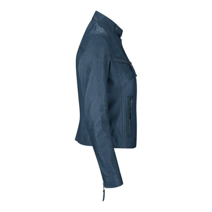Damen Bikerjacke aus echtem Leder in Slim Fit, Marineblau - Knighthood Store