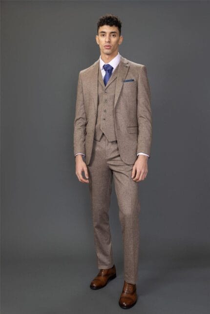Abito da uomo 3 pezzi marrone da sposo formale - Knighthood Store