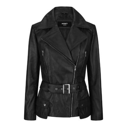 Trench Ladies Tan Black Teal Green Mid Length Designer Real Leather Jacket - Knighthood Store