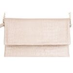 Womens Real Leather Hide Clutch Shoulder Bag Metal Chain Cross Body Textured - Knighthood Store