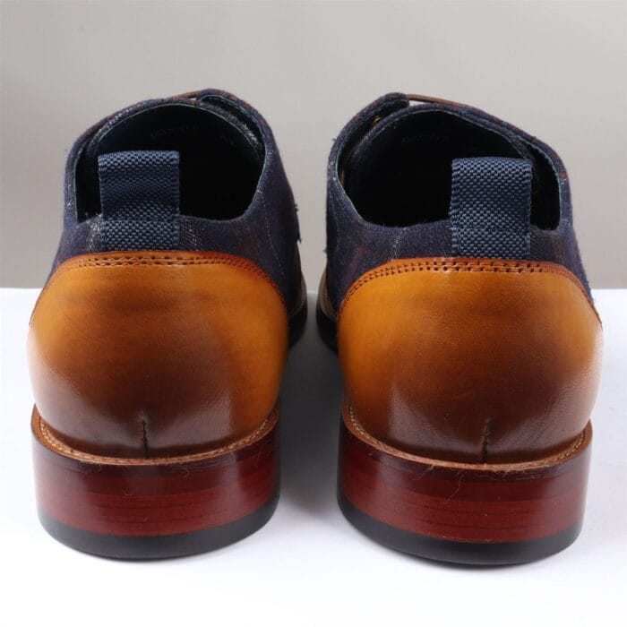 Men's Shoes Navy Tan Oxford Lace Up Leather Formal Dress Shoe - Knighthood Store