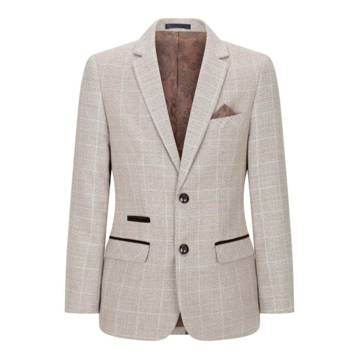 Abito da ragazzo a quadri in tweed beige marrone, 3 pezzi, stile vintage retrò classico - Knighthood Store