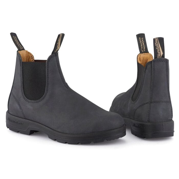 Blundstone 587 Rustikale schwarze Chelsea-Stiefeletten aus klassischem Leder - Knighthood Store