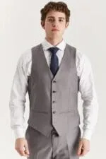 Edward - Men's Grey 3 Piece Stitch Lapel Classic Suit - Image 5