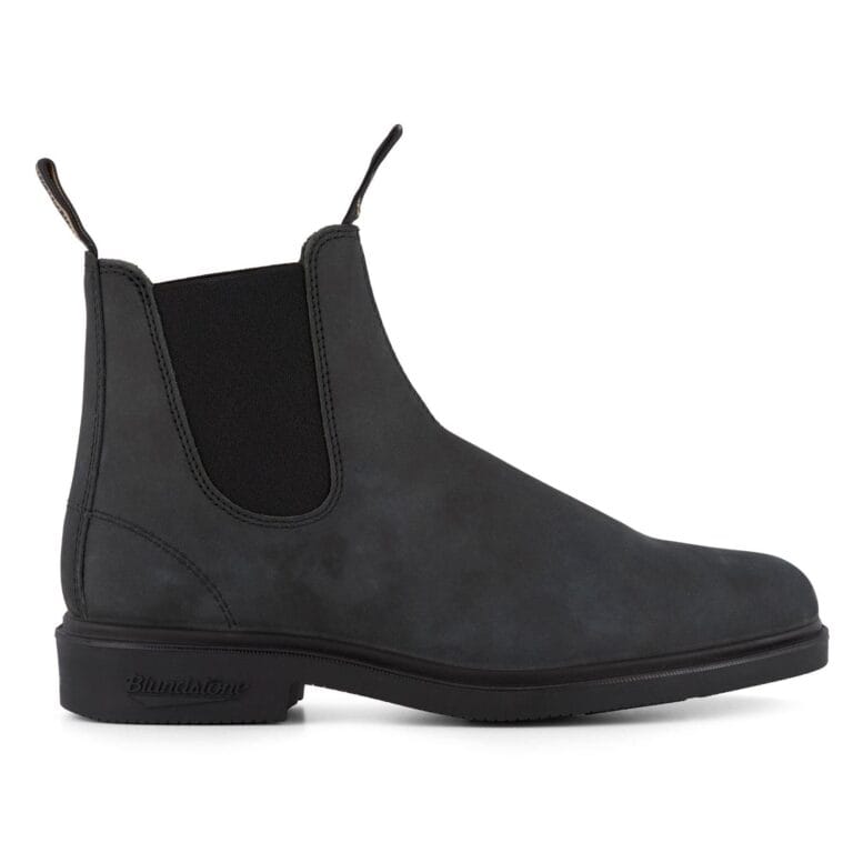 Bota Chelsea Blundstone 1308 de piel negra rústica con punta cincelada - Knighthood Store