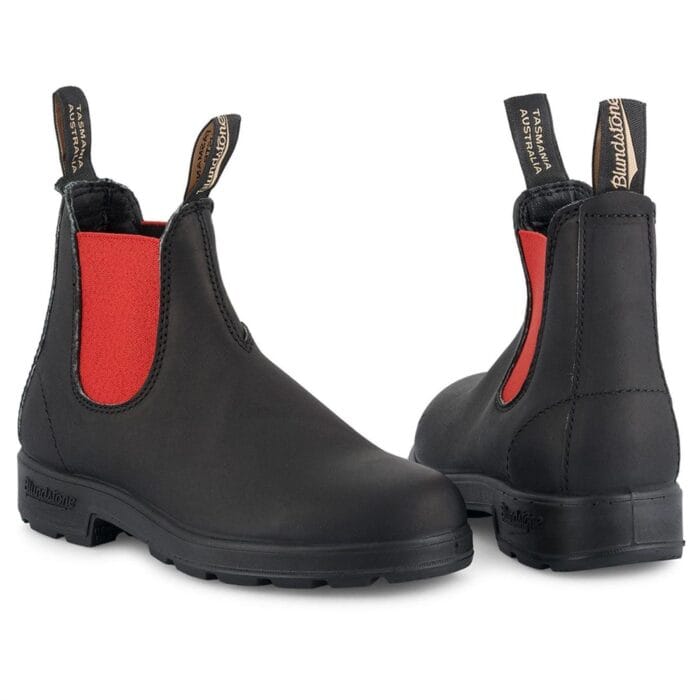 Stivaletti Chelsea Blundstone 508 in pelle nera e rossa, stile casual slip-on - Knighthood Store
