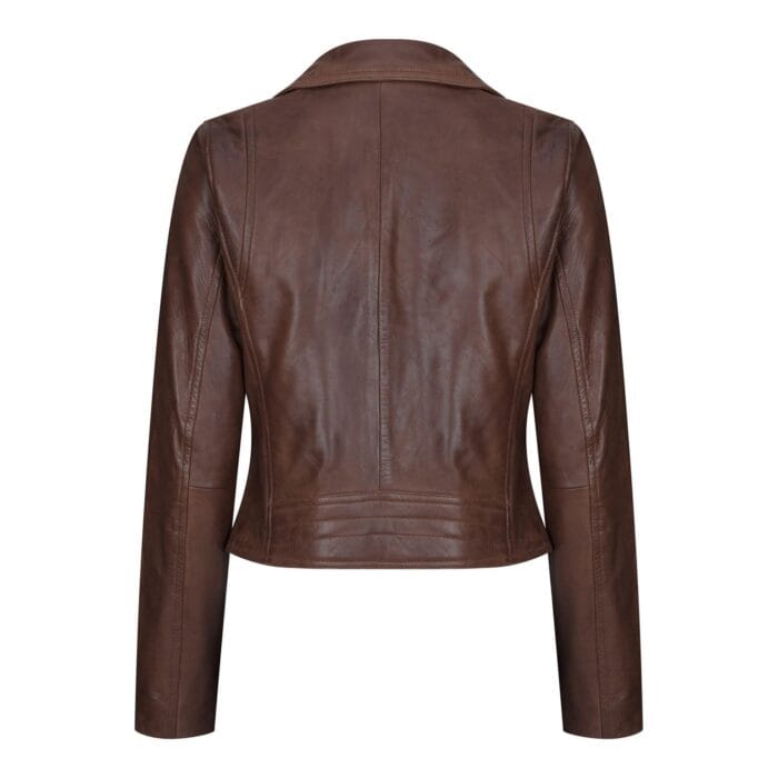 Damen Echtleder Bikerjacke Cross Zip Soft Slim Fit Brando Hellbraun Braun Schwarz Rot Gelb - Knighthood Store
