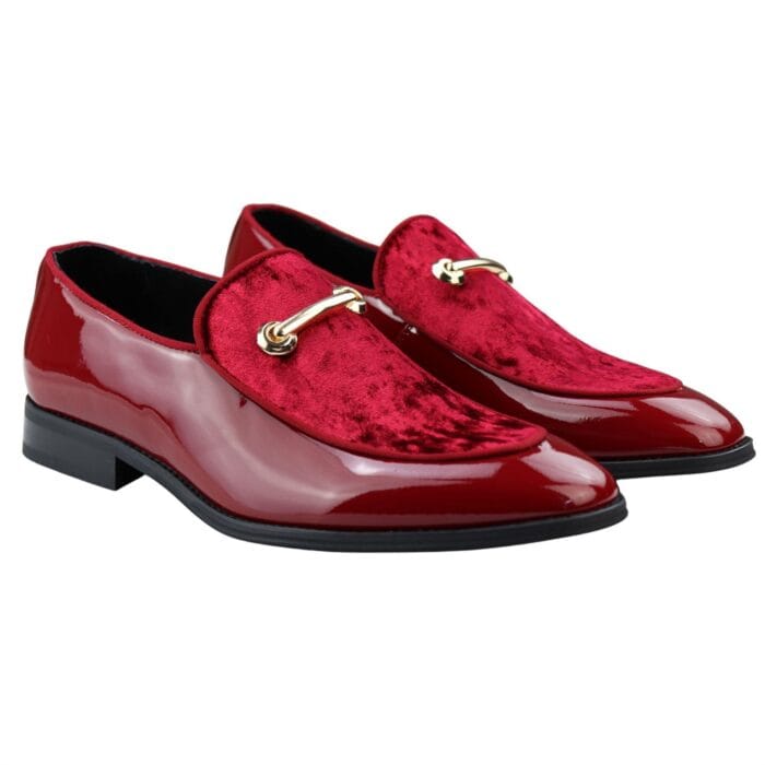 Herren Mokassin Halbschuhe Ledergefüttert Slipper Samt Elegant Formeller Schuh Schwarz Blau Rot - Knighthood Store