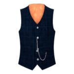 Completo da ragazzo blu a 3 pezzi, a quadri blu navy, per matrimonio, ballo di fine anno, stile vintage su misura - Knighthood Store
