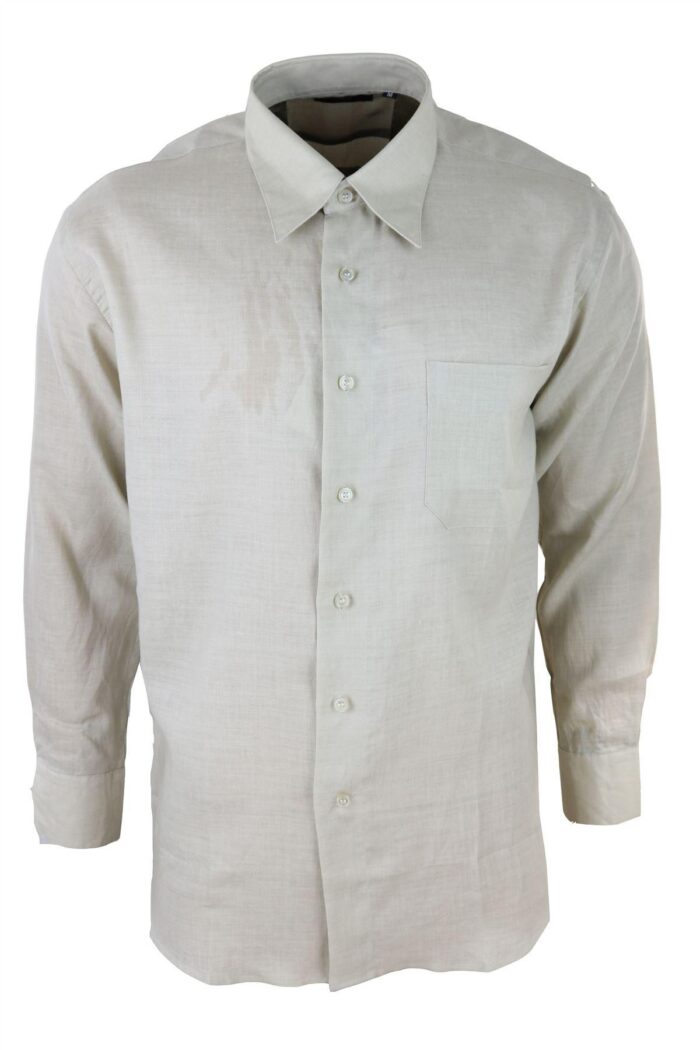 Mens Linen Summer Shirt Breathable Fabric Classic Full Sleeve - Knighthood Store