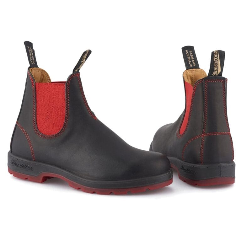 Botas Chelsea Blundstone 1316 de piel negra y roja - Knighthood Store