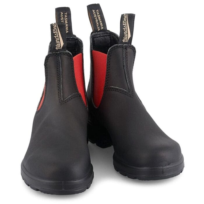 Stivaletti Chelsea Blundstone 508 in pelle nera e rossa, stile casual slip-on - Knighthood Store