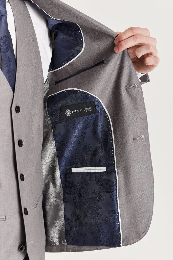 Edward - Men's Grey 3 Piece Stitch Lapel Classic Suit - Image 4