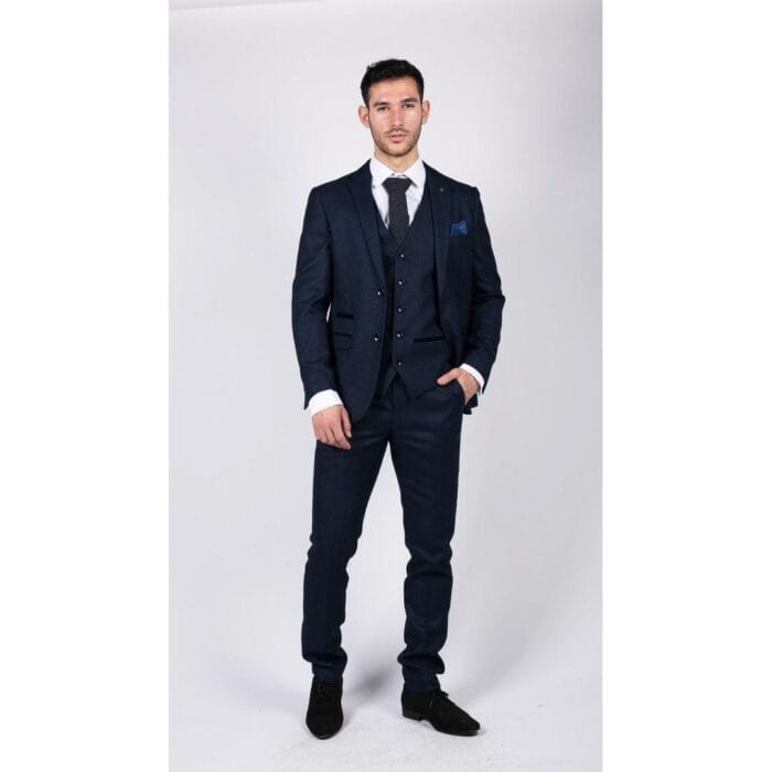 Traje azul marino de 3 piezas para hombre, estilo ojo de pájaro, para boda, graduación, formal, elegante, clásico - Knighthood Store