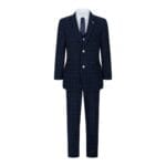 Completo da ragazzo blu a 3 pezzi, a quadri blu navy, per matrimonio, ballo di fine anno, stile vintage su misura - Knighthood Store