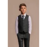 Boys 3 Piece Olive Green Check Suit Tweed Tailored Fit Wedding - Knighthood Store
